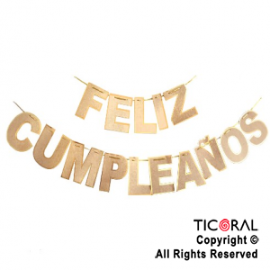 BANDERIN FELIZ CUMPLEA?OS LETRAS KRAFT CON GUARDA STAMPING x 1